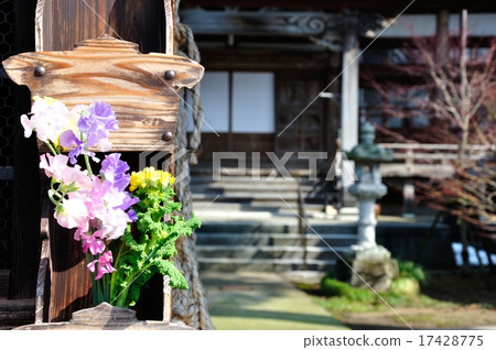 金澤市Utatsuyama寺廟群的Sogang寺內的花的滲透 金澤市Utatsuyama寺廟群的Sogang寺內的花的滲透 17428775