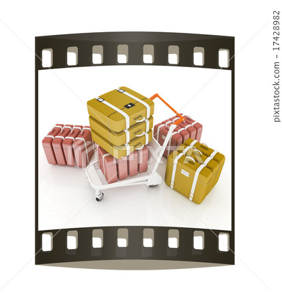Trolley for luggage and luggage. The film strip Trolley for luggage and luggage. The film strip 17428982