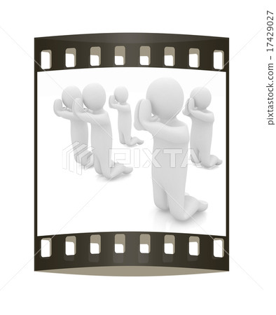 3d mans on his knees. The film strip 17429027
