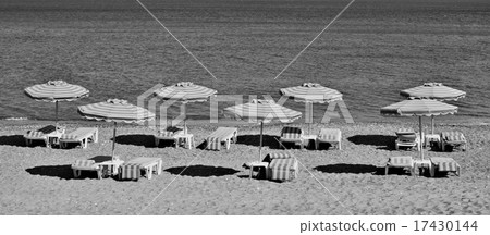Greece. Kos. Kefalos beach. Chairs and umbrellas Greece. Kos. Kefalos beach. Chairs and umbrellas 17430144