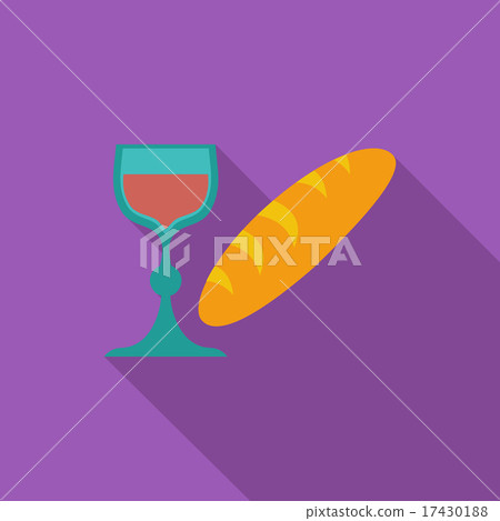 Bread and wine single icon. - Stock Illustration [17430188] - PIXTA
