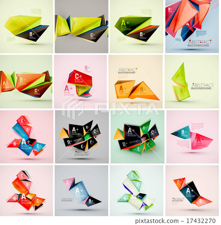 Set of triangle geometric 3d forms. Modern info banner abstract backgrounds Set of triangle geometric 3d forms. Modern info banner abstract backgrounds 17432270