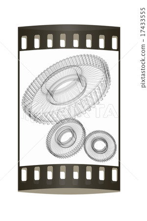 Gear set on white background. The film strip 17433555