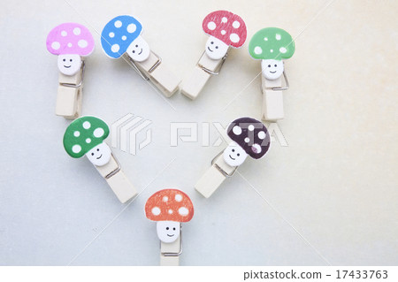 Collection of colour wood clips on the table Collection of colour wood clips on the table 17433763