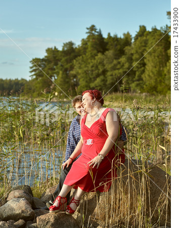 Lovely couple together, summer evening 17433900