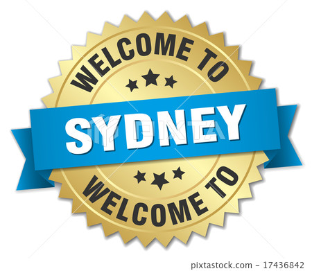 Sydney 3d gold badge with blue ribbon Sydney 3d gold badge with blue ribbon 17436842