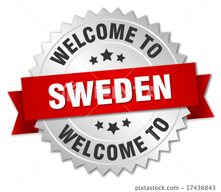Sweden 3d silver badge with red ribbon Sweden 3d silver badge with red ribbon 17436843