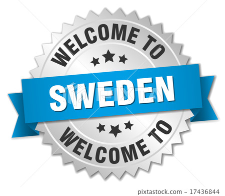 Sweden 3d silver badge with blue ribbon Sweden 3d silver badge with blue ribbon 17436844