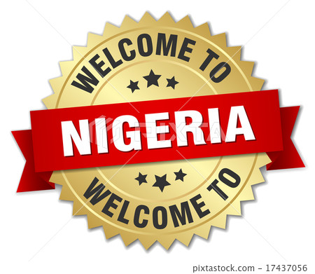 Nigeria 3d gold badge with red ribbon 17437056