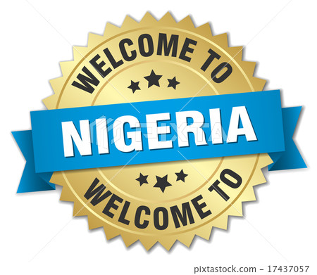Nigeria 3d gold badge with blue ribbon 17437057
