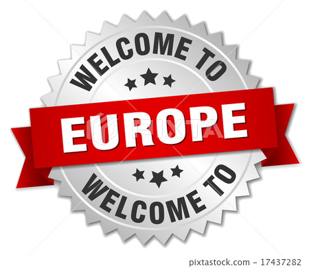europe 3d silver badge with red ribbon 17437282