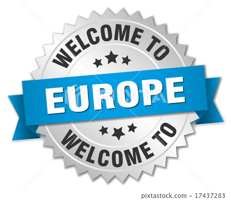europe 3d silver badge with blue ribbon 17437283