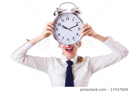 Woman businesswoman with giant clock 17437809