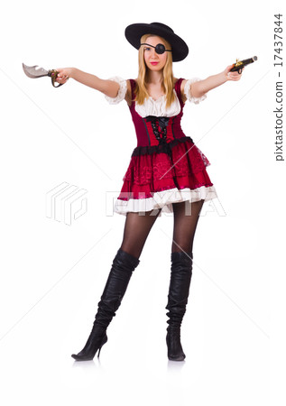 Woman pirate isolated on the white Woman pirate isolated on the white 17437844