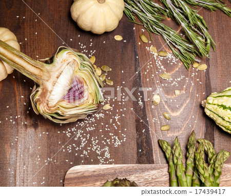 artochoke and aspargus artochoke and aspargus 17439417