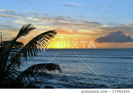 Sunset seen from Maui, Kahana, Hawaii -3 17442443
