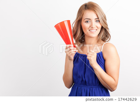 A woman with a message board 17442629