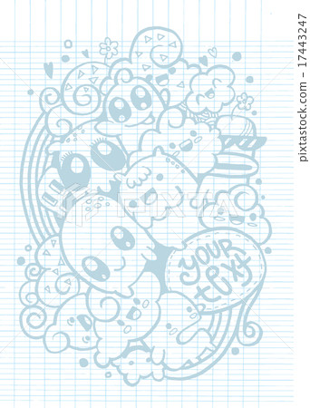Group of happy doodle monster ,drawing style 17443247
