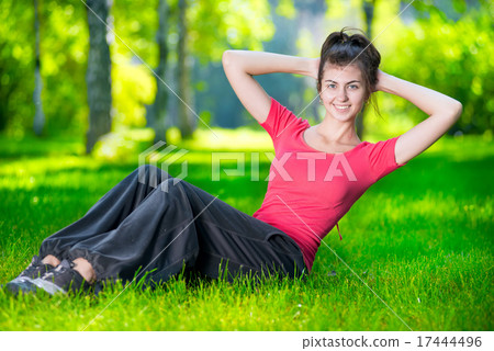 Woman doing exercises for abdominal muscles 17444496