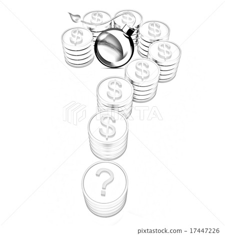 Question mark in form of coins with dollar sign Question mark in form of coins with dollar sign 17447226