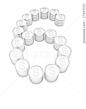 the number "six" of gold coins with dollar sign 17447252