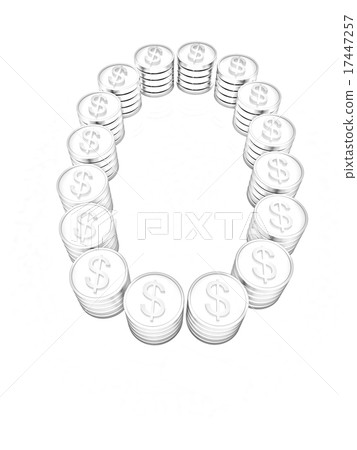 the number "zero" of gold coins with dollar sign the number "zero" of gold coins with dollar sign 17447257