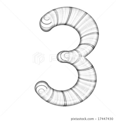Wooden number "3"- three on a white. Wooden number "3"- three on a white. 17447430