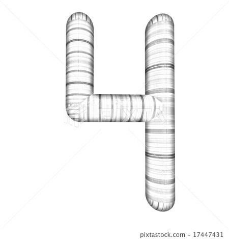 Wooden number "4"- four on a white. Wooden number "4"- four on a white. 17447431