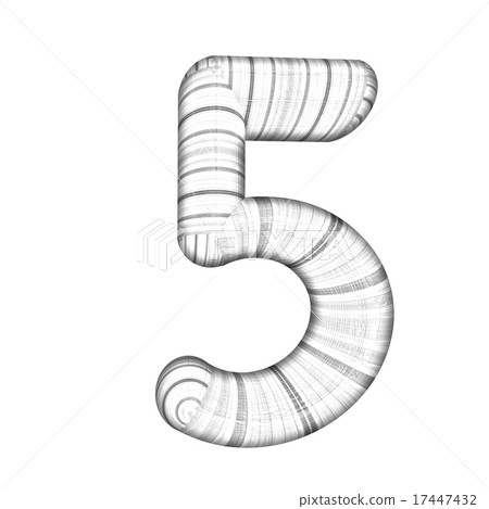 Wooden number "5"- five on a white. Wooden number "5"- five on a white. 17447432