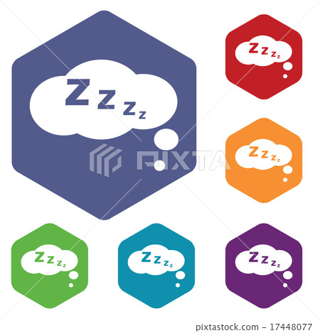Sleeping icon, colored hexagon set 17448077