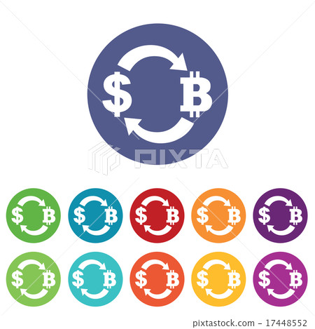 Dollar-bitcoin exchange icons colored set Dollar-bitcoin exchange icons colored set 17448552