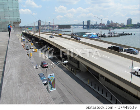 您想要從紐約曼哈頓入口海港出發的高速公路和布魯克林大橋 您想要從紐約曼哈頓入口海港出發的高速公路和布魯克林大橋 17449539