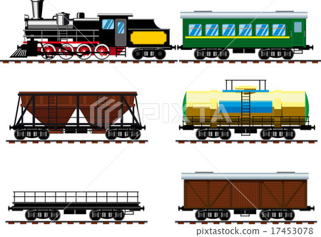 Old steam locomotive with wagons 17453078