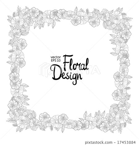 Floral border made with  sketchy flowers 17453884