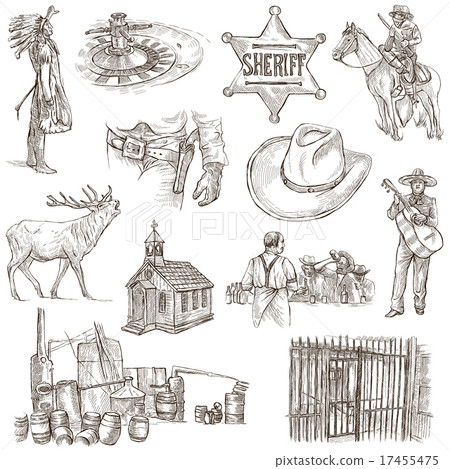 Indians and Wild West - An hand drawn pack. 17455475