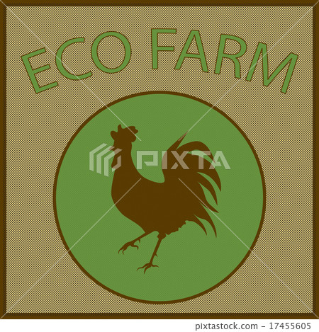 Vintage logo for eco farm with cock silhouette Vintage logo for eco farm with cock silhouette 17455605