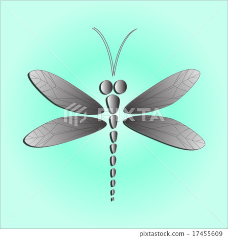 Gray vector dragonfly on the light blue background Gray vector dragonfly on the light blue background 17455609