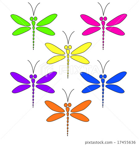 Vector dragonflies of different bright colors  17455636