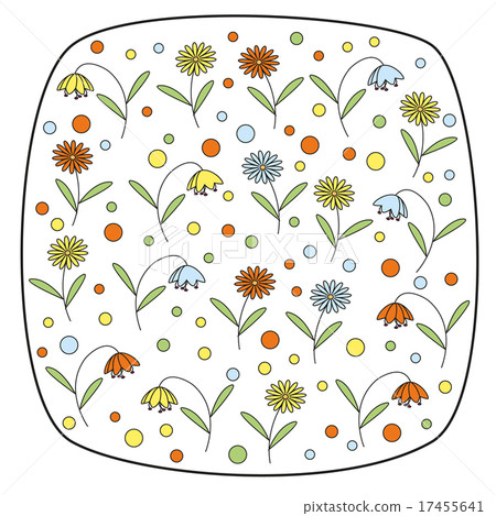 Square element with daisy flowers and bellflowers Square element with daisy flowers and bellflowers 17455641