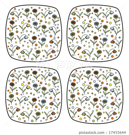 Set of vintage vector stamps with flowers inside Set of vintage vector stamps with flowers inside 17455644