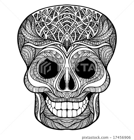 Decorative skull black doodle icon 17456906
