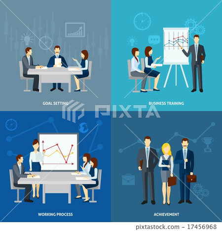 Business coaching 4 flat icons square 17456968