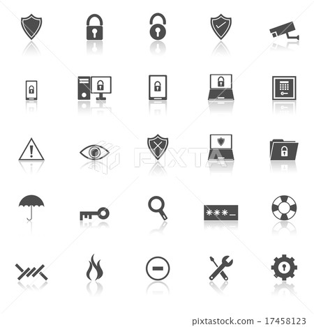 Security icons with reflect on white background 17458123
