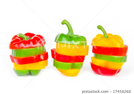 A selection of colorful bell peppers sliced. 17458268