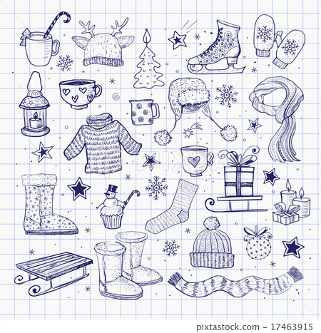 Set of hand-drawn sketchy christmas elements.  17463915
