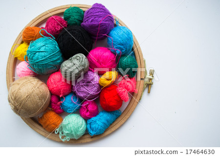 Embroidery threads and frame with space for text.  17464630