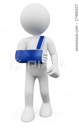 3D white people. Man with arm in sling 17466857