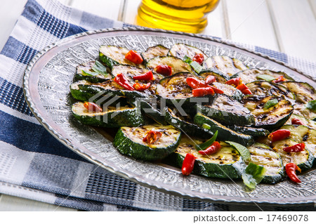 Zucchini. Grilled zucchini. Slices of grilled zucc Zucchini. Grilled zucchini. Slices of grilled zucc 17469078