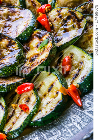 Zucchini. Grilled zucchini. Slices of grilled zucc Zucchini. Grilled zucchini. Slices of grilled zucc 17469079