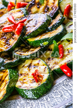 Zucchini. Grilled zucchini. Slices of grilled zucc Zucchini. Grilled zucchini. Slices of grilled zucc 17469080